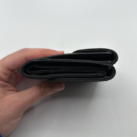 Michael Kors Bridgette Triflod Coin Case Wallet Black Gray Gold Logo Monogram - Picture 5 of 16